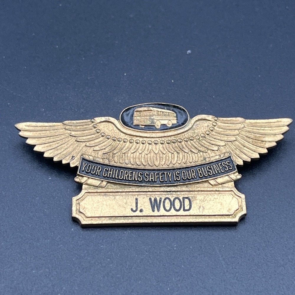 Vintage School Bus Driver Wing Badge Safety Is Our Business Lapel Hat Pin‎